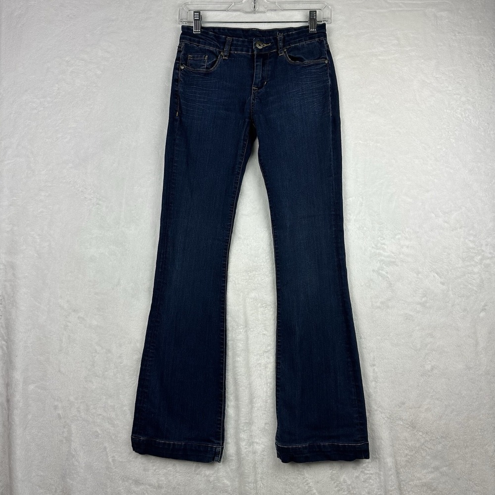 BLANKNYC Jeans Womens 25 Blue Dark Wash Flare Low Rise Denim ECU